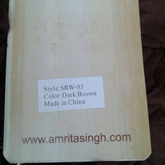 Amrita Singh Brown Eternity Scarf Gold Tone Hardware Faux Pearls NWT - Picture 4 of 4